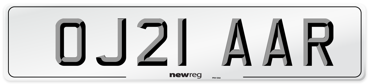 OJ21 AAR Number Plate from New Reg